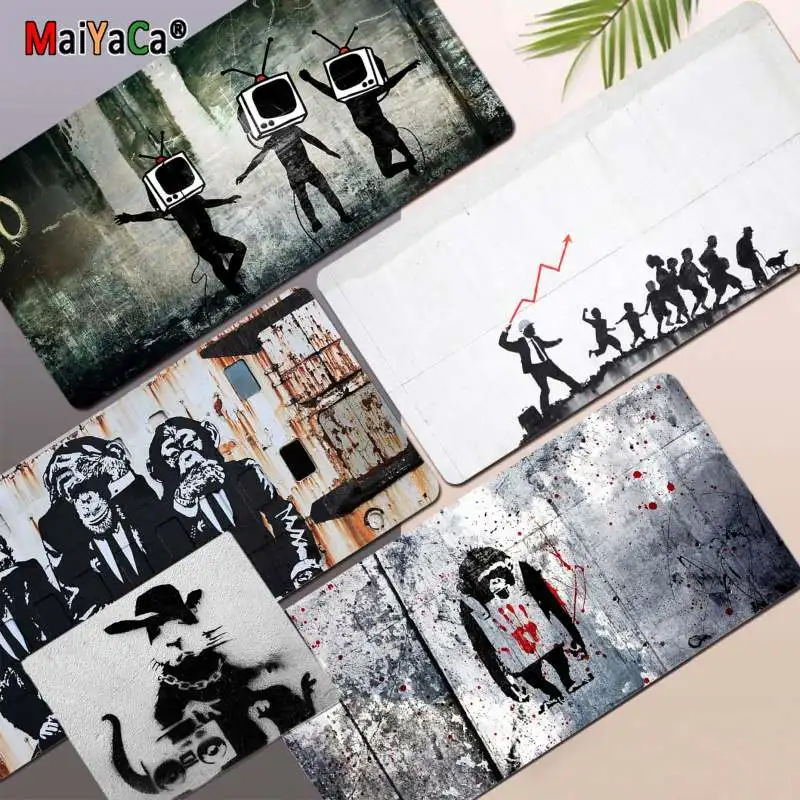 

MaiYaCa Street Art Banksy Graffiti Boy Gift Pad Large sizes DIY Custom Mouse pad mat Size for Keyboards Mat Mousepad for Gift