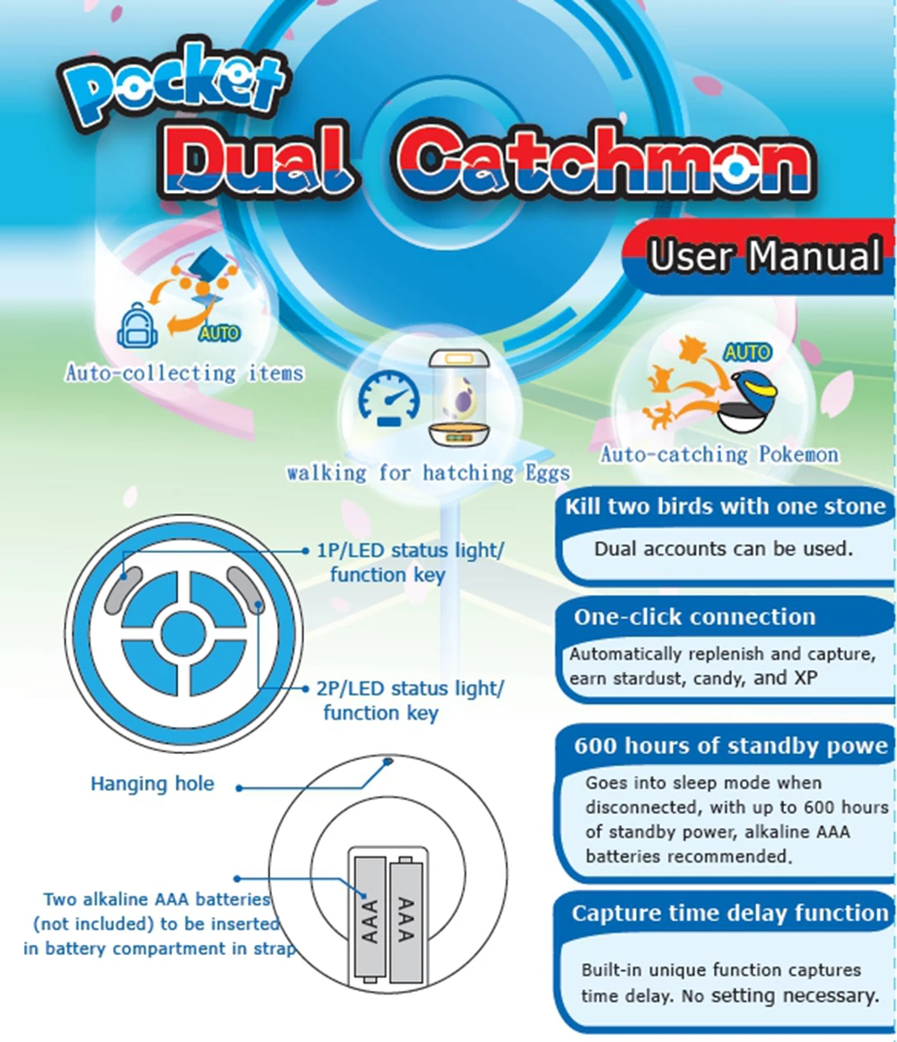 MEGACOM для Pocket Dual Catchmon игровые аксессуары для Pokemon GO Plus для iPhone 6/для iOS/Android 7,0