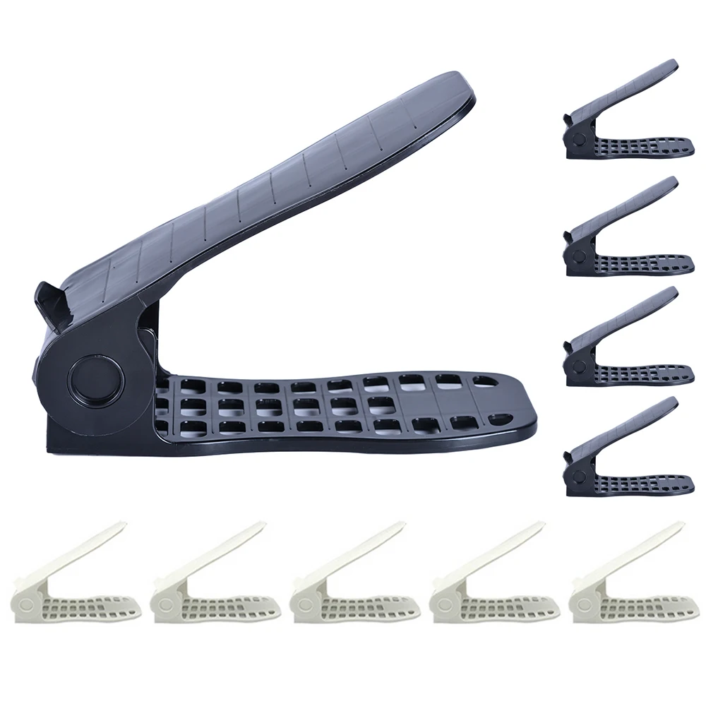 10pcs white black 1 шт./компл. регулируемая двойная стойка для обуви Подставка для обуви слотов для карт Органайзер хранилище, позволяющее экономить место держатель высокое качество Пластик - Цвет: 10pcs white black
