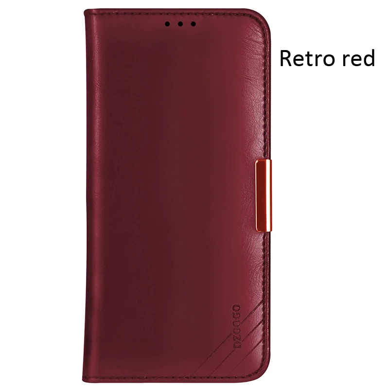 Retro red DZGOGO настоящая натуральная коровья кожа чехол для iPhone 11 Pro Max Кошелёк на магните Чехол-книжка - Цвет: Retro red