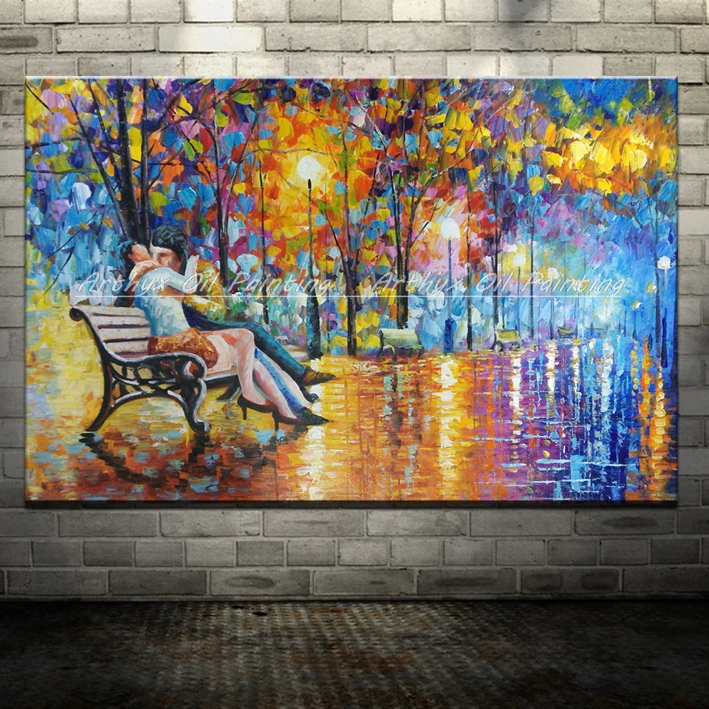 100% ручная работа современная абстрактная палитра нож парк улица Масляные