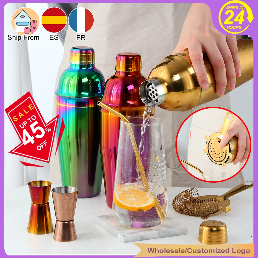 

750ml Stainless Steel Cocktail Shaker Set ice Crushing Ice Filter Measure Cup Martini Boston Shaker Bartender Kits bar tools set