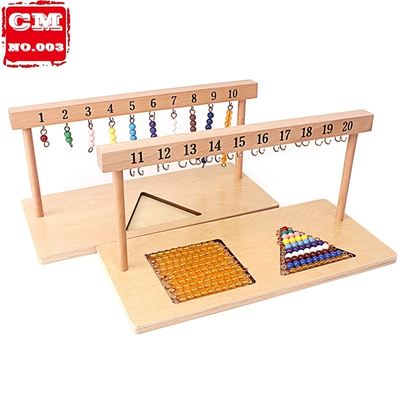 

Montessori Teaching Math Toys Digitals Numbers 1-20 Hanger And Color Beads Stairs for Ten Board Preschool School Training Toys