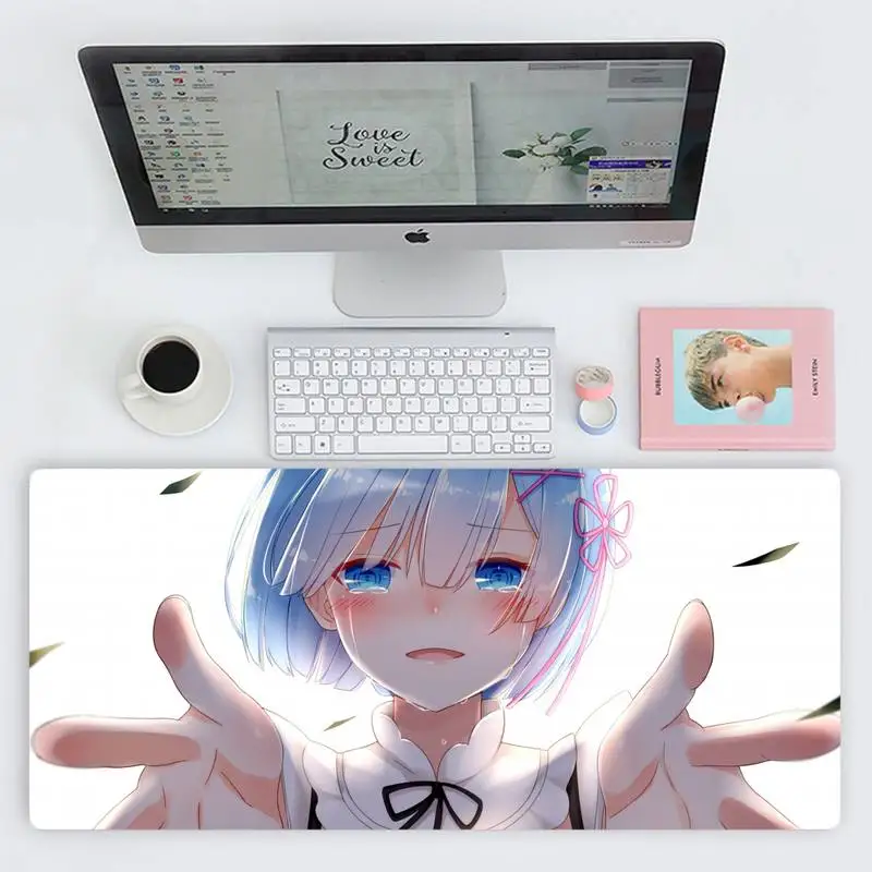 

Rem cute lovely girl Rubber Mouse Durable Desktop Mousepad Desk Table Protect Game Office Work X XL Non-slip Laptop Cushion