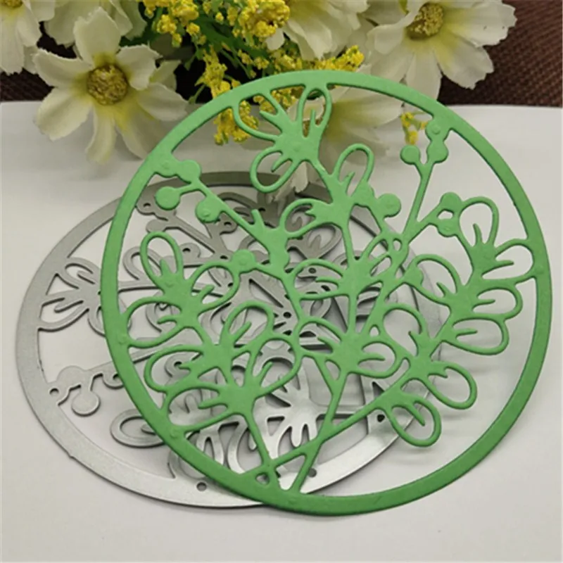 Красивая круглая металлическая высечка с цветами штамповка Тиснение Карточка