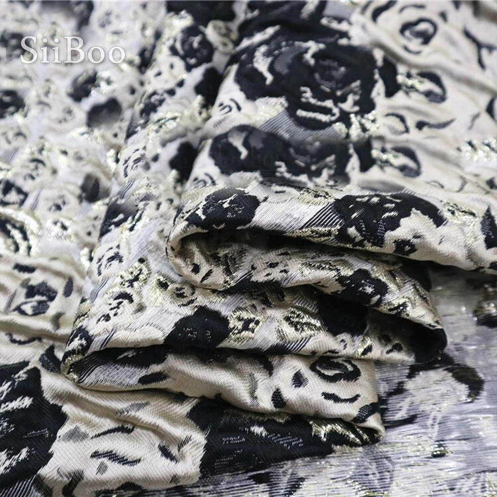 Роскошная парча в форме розы с металлическими вставками для костюма юбки платья