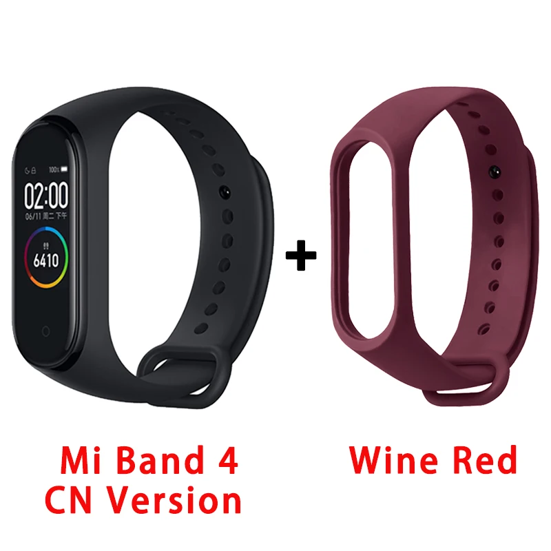 CN wine red strap Глобальная версия Xiaomi Mi Band 3 Смарт-Браслет фитнес-браслет 3 большой сенсорный экран сообщение частота сердечных сокращений Smartband - Цвет: CN wine red strap