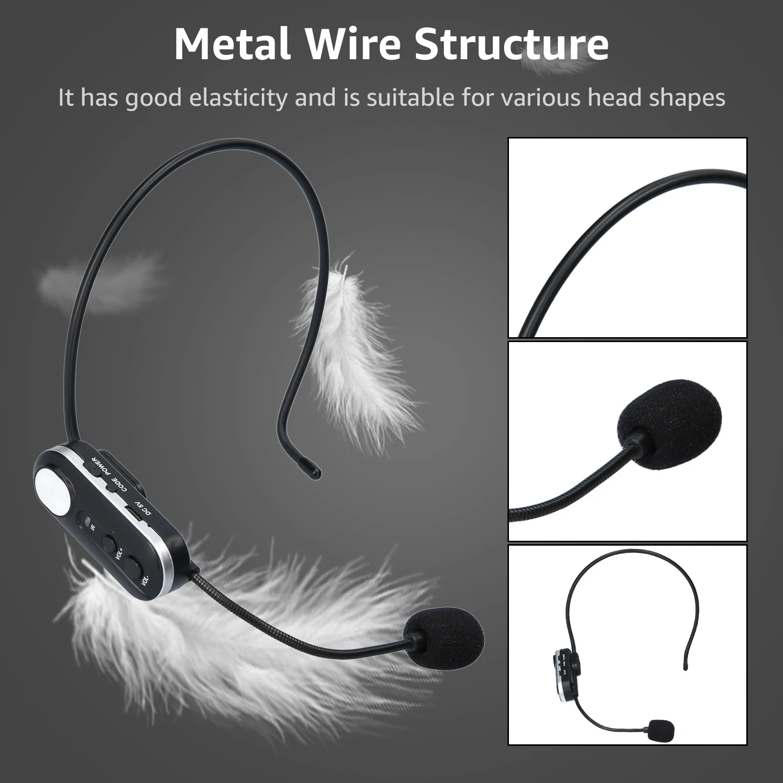 Высокочувствительный УВЧ беспроводной микрофон наружный с креплением на голову