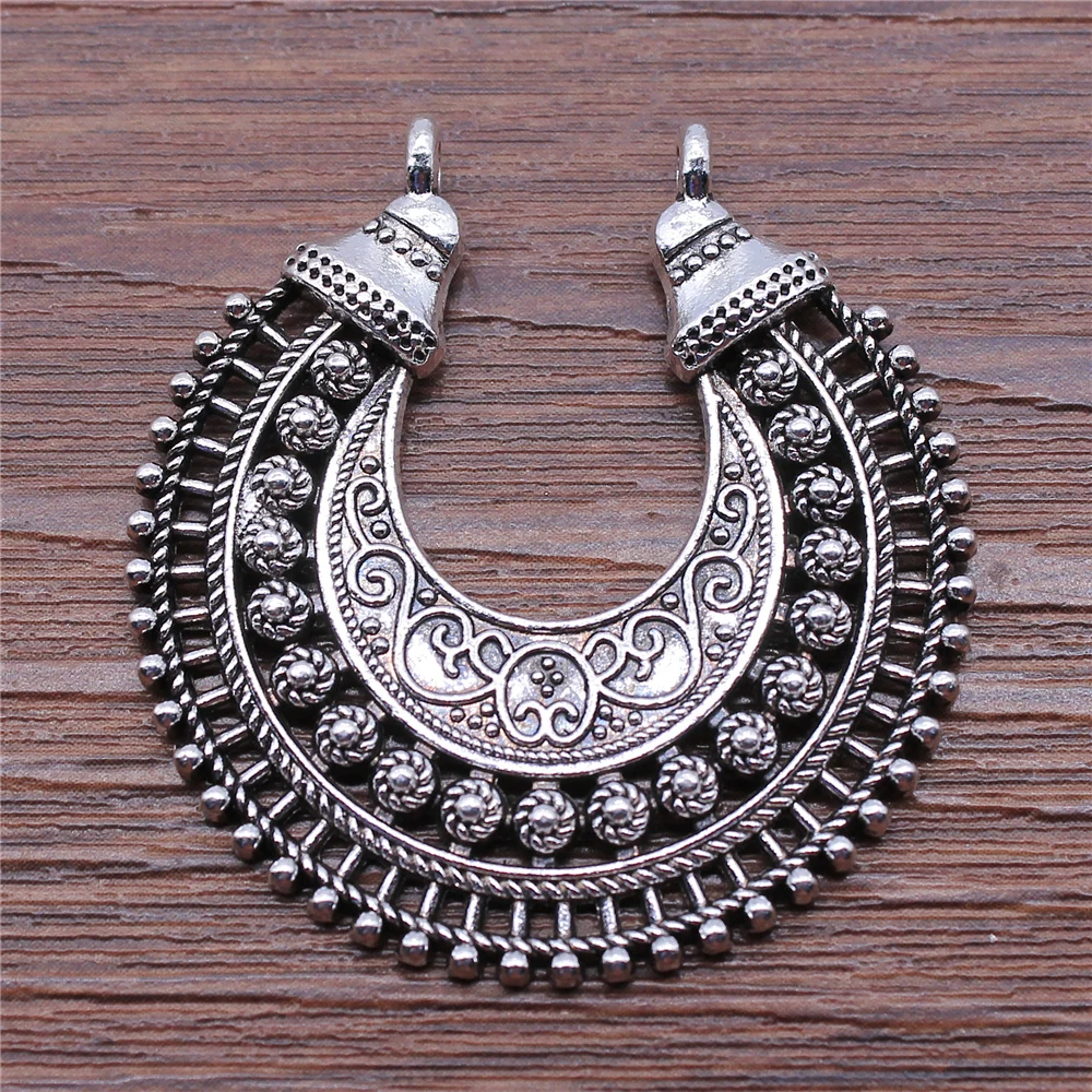 

2pcs Charms Earring Pendant Antique Silver Color 39x40mm Metal Alloy Jewelry Findings Diy Accessories