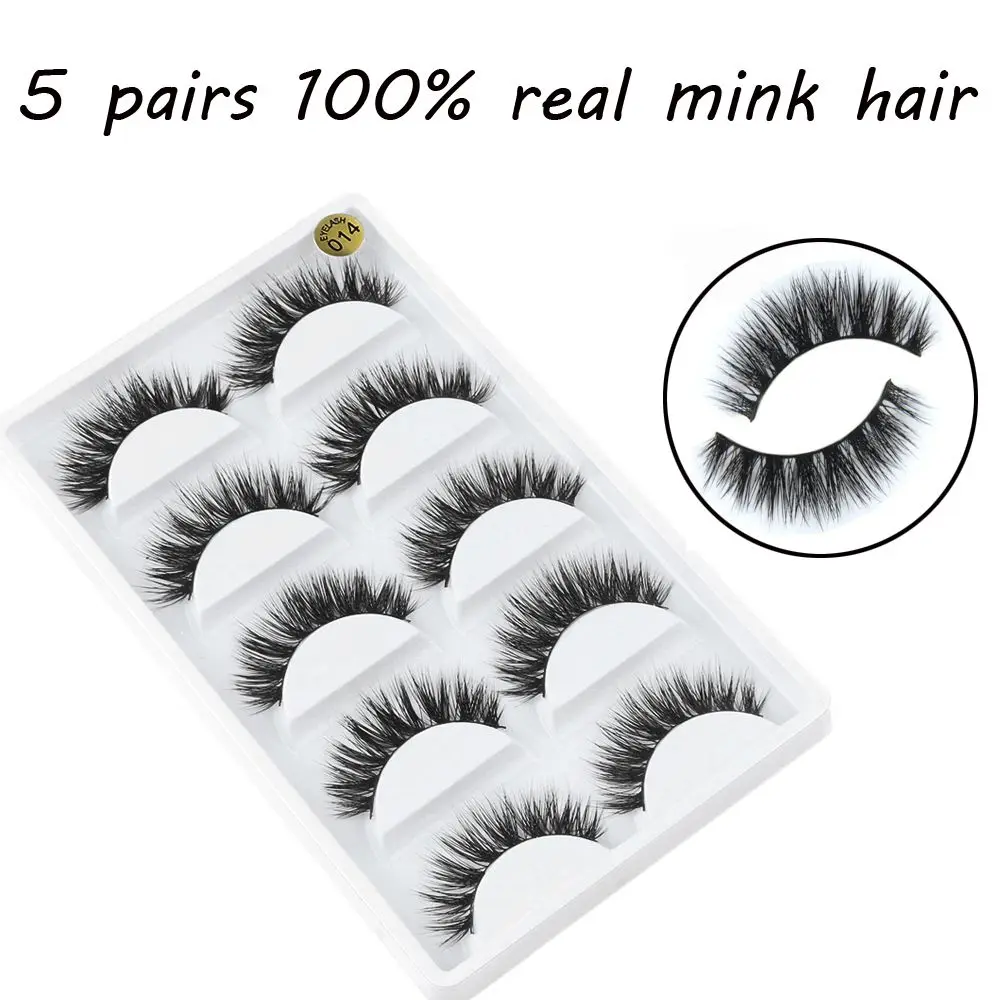 5 пар 100% норковые накладные ресницы натуральные Толстые Длинные Накладные ручной