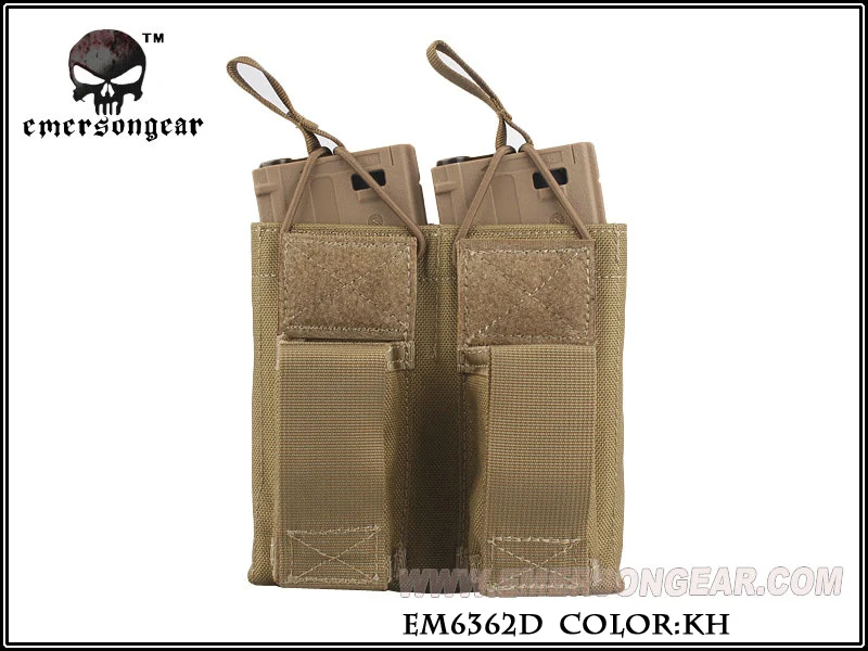 KH Emersongear Emerson Тактический Двойной Открытый Топ 556 и пистолет модульный чехол для журналов PALS Mag Чехол кобура военный страйкбол - Цвет: KH