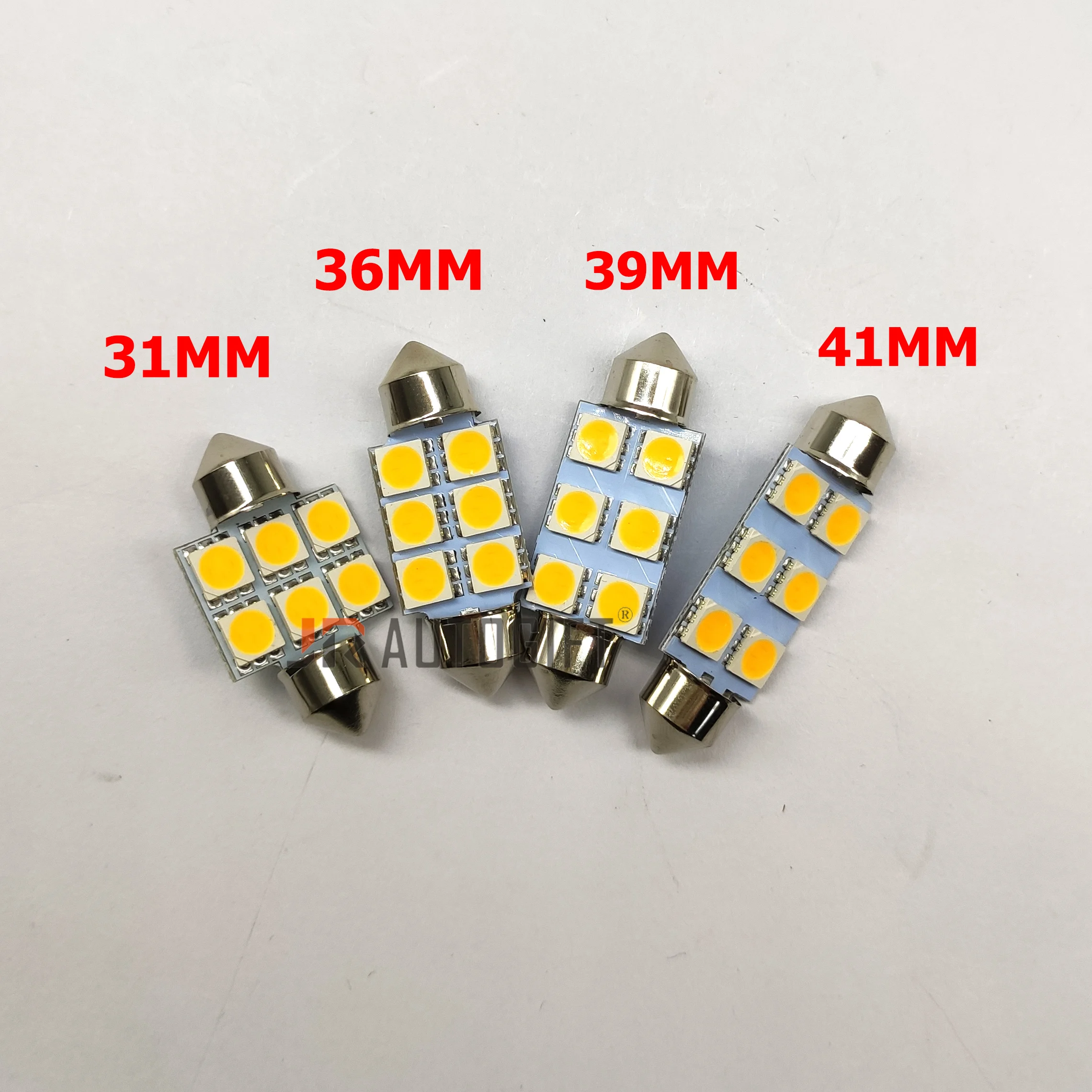 50x Гирлянда 5050 6SMD 31/36/39/41 мм Автомобильный светодиодный светильник 24 в 12 В теплый