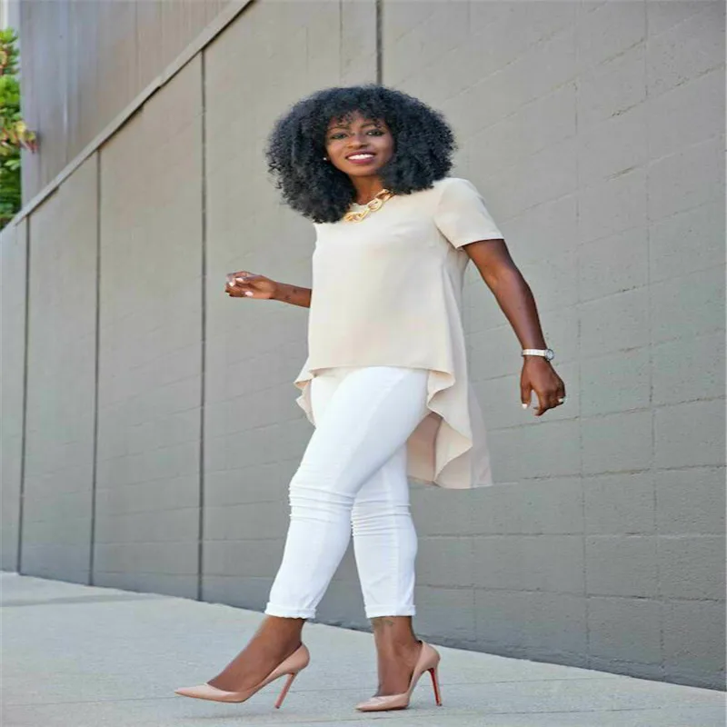 Женская шифоновая футболка с круглым вырезом Повседневная летняя Однотонная