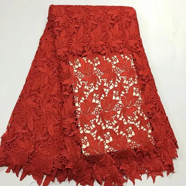 Красная африканская кружевная ткань 2018 высококачественное кружево гипюр шнур с