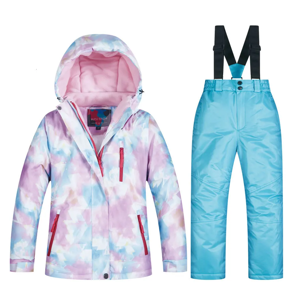 

Новинка 2019, детский лыжный костюм, детский брендовый ветрозащитный водонепроницаемый теплый зимний комплект для девочек, куртка для катани...