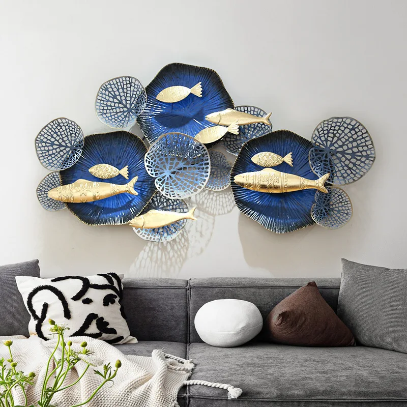 

3D European Creativity Wall Mounted Iron Fish Wall Decoration Three Dimensional Handicraft Of Bedroom Ocean Wind Decoration