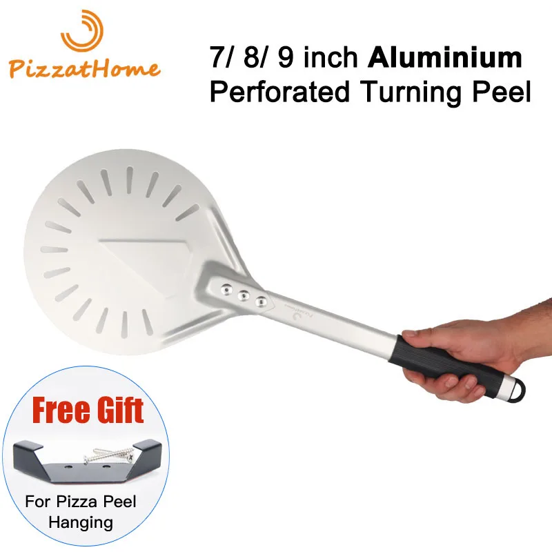 

PizzAtHome 7/ 8/ 9 Inch Perforated Pizza Turning Peel Pizza Shovel Aluminum Pizza Peel Paddle Short Pizza Tool Non-Slip Handle