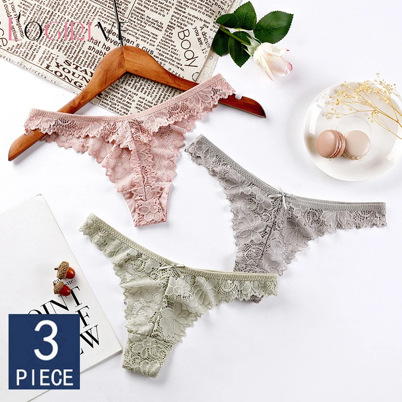 

Logirlve Sexy Underpanty 3PCS/Lot Women Lace Panties Seamless Briefs Soft Lingerie Low Openwork Underwear Tempting Thongs