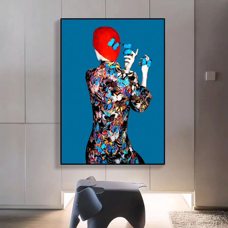 

Abstract Cheongsam Woman Canvas Paintings Wall Art ButterflyPrints Poster Living Room Decorative Paintings Wall Home Decor