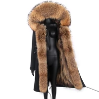 2021 women real fur coat thick warm natural fox fur collar hood loose detachable big fur x long parka winter jacket outerwear