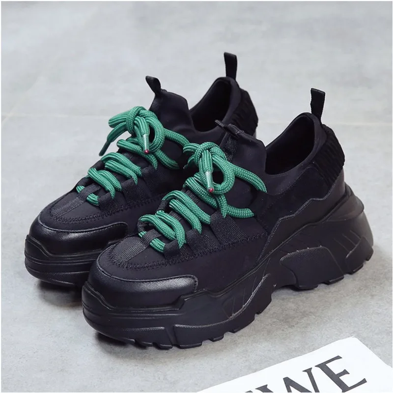 Женская обувь Новинка 2019 года Женские кроссовки на толстой подошве Обувь из
