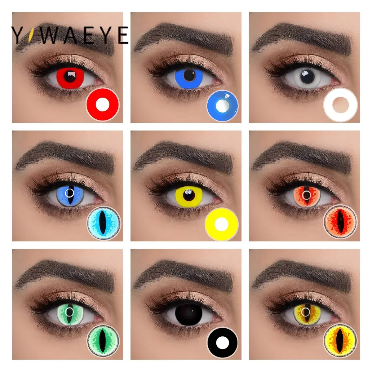 

YIWAEYE 2pcs/Pair Cosplay Anime Eyes Lenses Blind Contact Lenses for eyes Multicolored Colored Lenses for Eye Contacts Christma