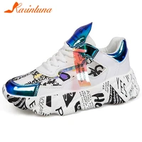 karinluna fashion ladies shallow sneakers round toe thick sole shoelace mixed colors sneakers women casual autumn shoes woman