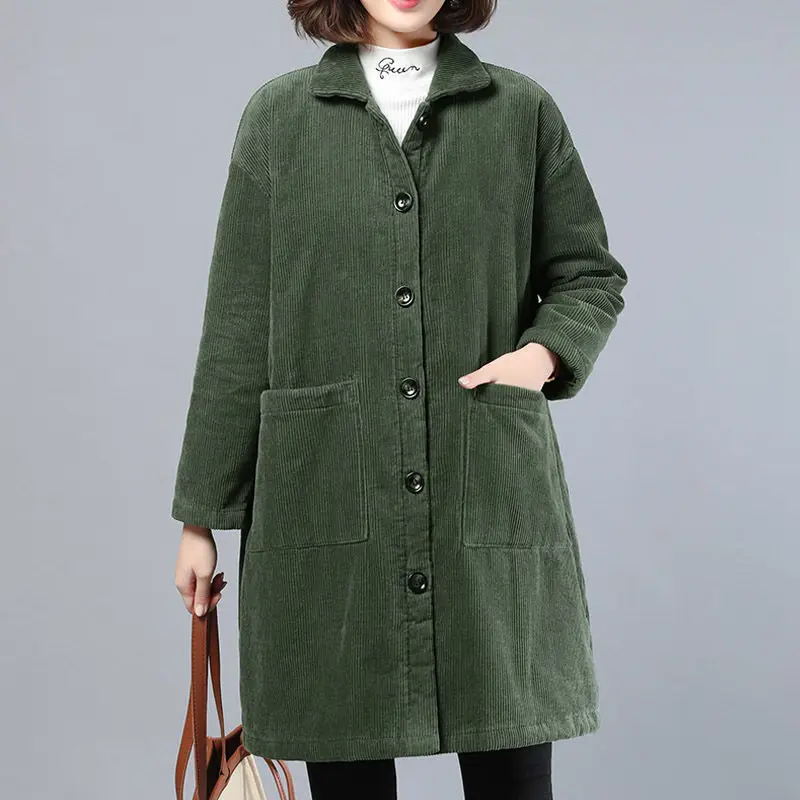 Женская зимняя куртка большого размера бархатная толстая вельветовая свободные