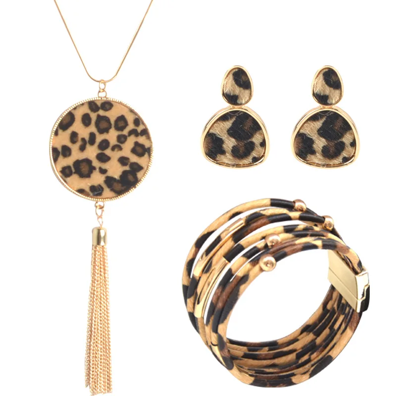 Эффектные леопардовые серьги подвески из искусственной кожи|Ювелирные наборы| |