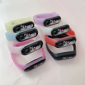 Часы наручные цифровые унисекс, модные светодиодные электронные детские, водонепроницаемые с розовым силиконовым ремешком, подарок для женщин