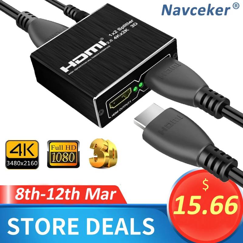 Сплиттер Navceker UHD 4K HDMI 2 0 1x2 поддержка HDCP 1 4 3D сплиттер вход выходных переключателя