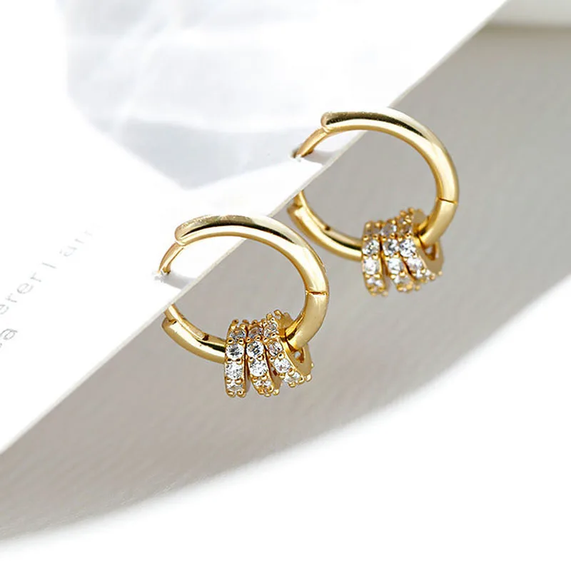 

Simple Gold Colour Rhinestone Small Hoop Earrings for Women More Ways To Wear New Earrings 2020 Korean Fashion Jewelry Wholesale