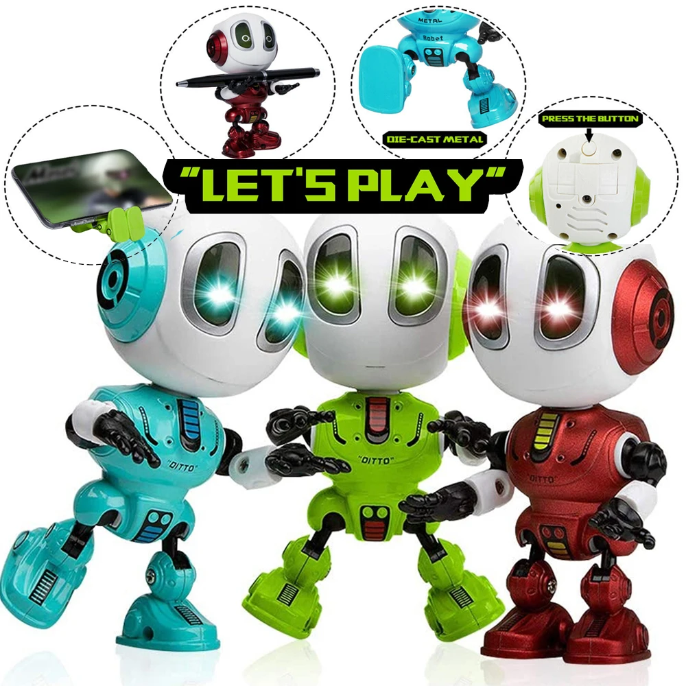 

Steam Smart Talking Robot Toy DIY Gesture Electronic Removable Doll Toy Head Touch Sensor LED Light Deformation Alloy Robot