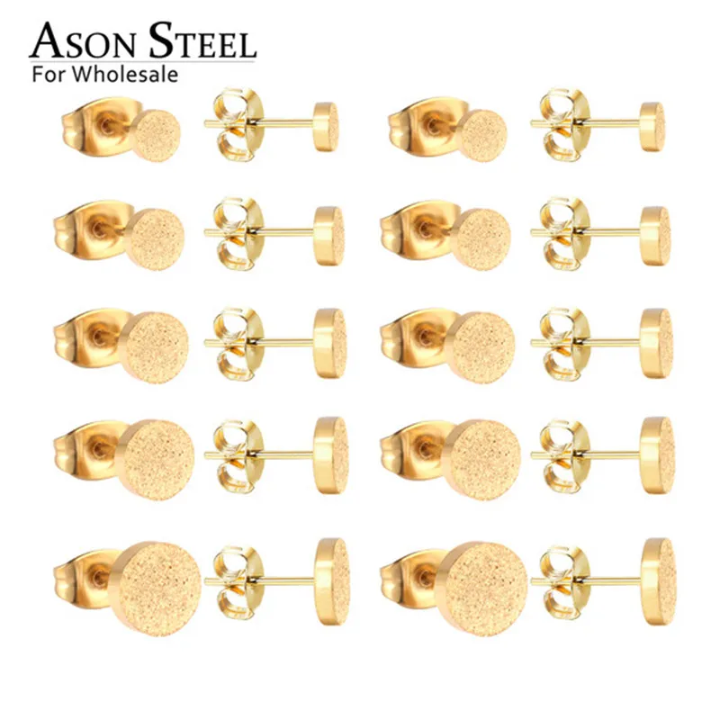 

ASONSTEEL Round Stud Earring Sets 10pairs/lot Size 4mm to 8mm Stainless Steel Wholesale Earring Fashion Bijoux Party Women