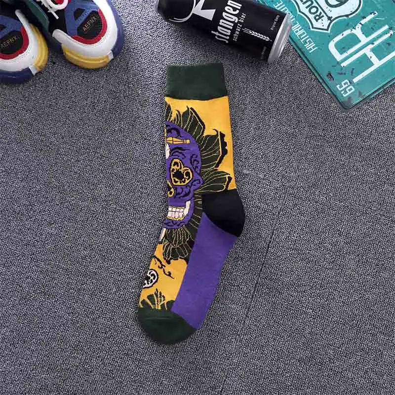 Harajuku happy women funny combed cotton casual Fashion colorful ghost bat pattern Men Long skateboard Unisex Christmas Socks - Цвет: 2