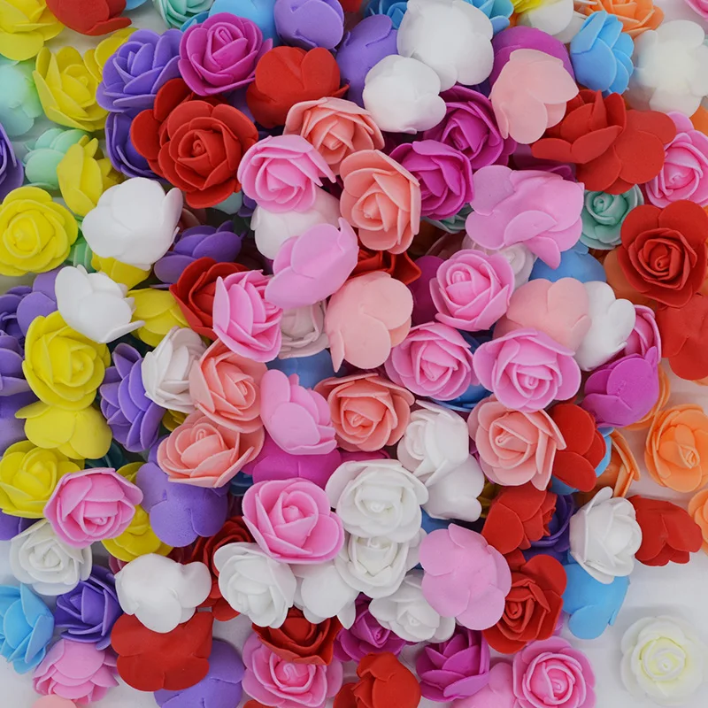 

100Pcs 3.5cm PE Foam Rose Heads Artificial Flowers Scrapbooking For Home Garden DIY Foamiran Flowes Wreaths Wedding Decor