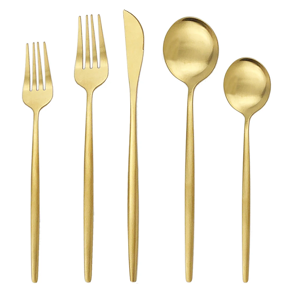 

2/4/6Set Gold Cutlery Set 304 Stainless Steel Dinnerware Set Knife Dessert Fork Dessert Spoon Kitchen Tableware Set Flatware Set