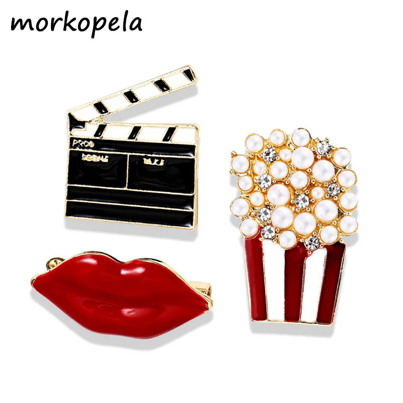 Эмалированная брошь Morkopela, значок, булавка, попкорн, красные губы, Значки для сумки, застежка, заколка для одежды, аксессуары Эмалированная брошь Morkopela, значок, булавка, попкорн, красные губы, Значки для сумки, застежка, заколка для одежды, аксессуары