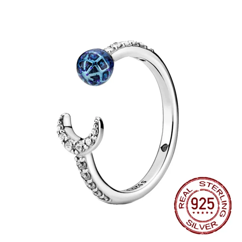 

2021 New Hot Selling 100% 925 Sterling Silver Ring Shines Blue Elegant Heart Ring Ladies Jewelry Making