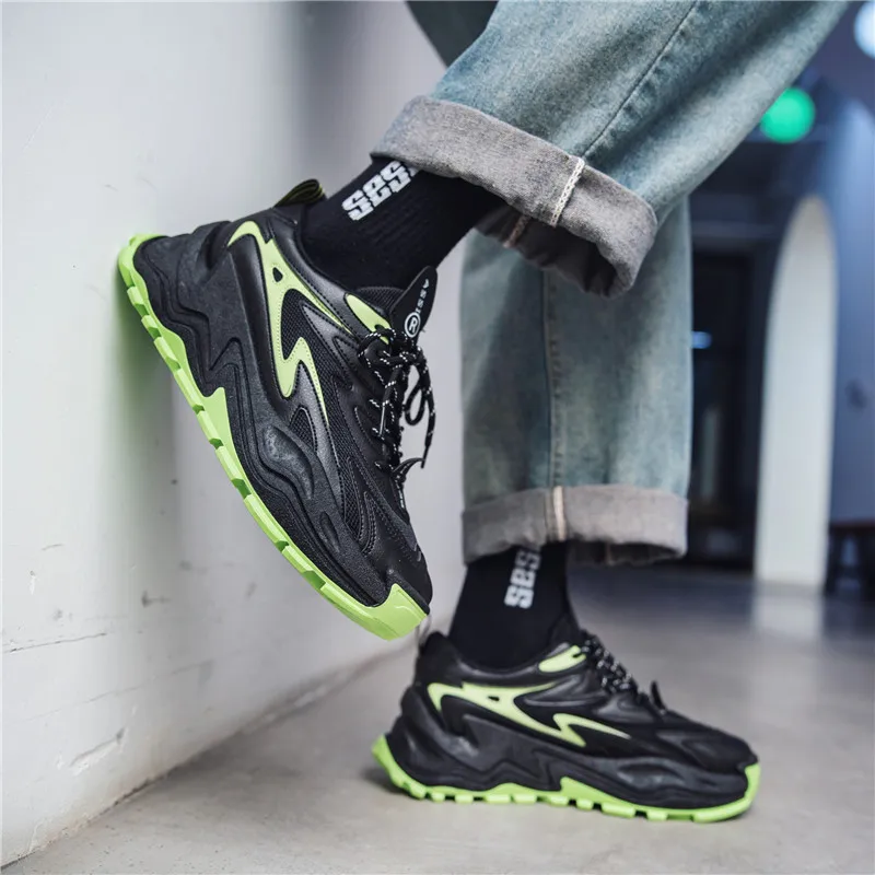 

Men's Fashion Sneakers Comfortable Outdoor Jogging Shoes Rubber Platform Damping Running Shoes Personality Leisure Shoes