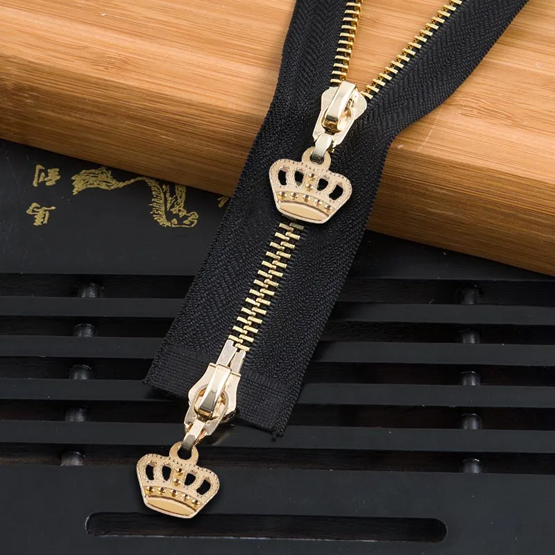 blackgold120cm 1 шт. 85 см 120 см 5# Корона металлическая молния экологически чистое открытое пальто куртки застежки-молнии для шитья одежды молнии DIY ремесло KY964 - Цвет: blackgold120cm
