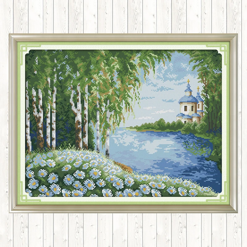 Набор для вышивки белыми березовыми деревьями вышивка крестом рукоделие сделай