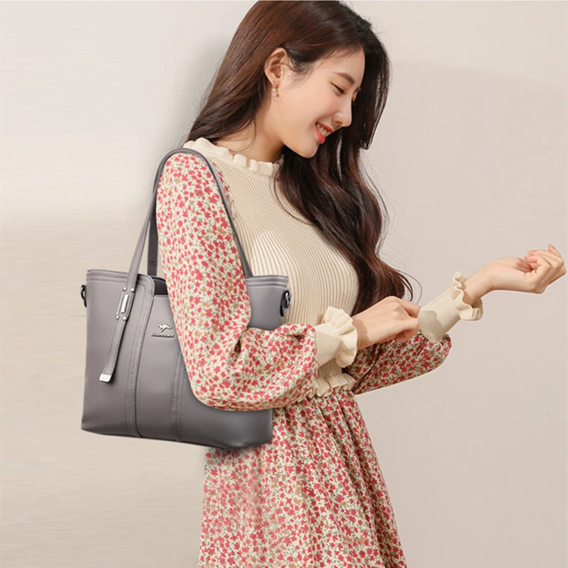 

100% Full Genuine Leather Casual Totes 2021 New Fashion Single Shoulder Messenger Bag High Quality Large Capacity Satchels Bolso