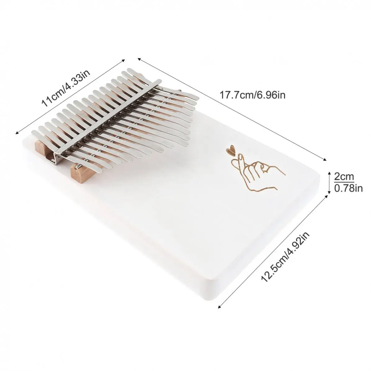 17 Keys Thumb Piano Kalimba White Finger Heart Pattern Solid Single Board Pine Mbira Mini Keyboard Instrument | Спорт и развлечения