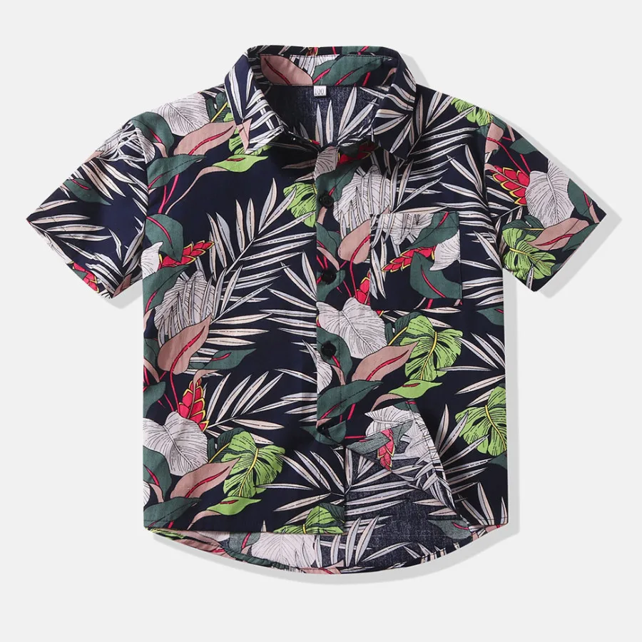

New Baby Boys Shirts Children Long Sleeve Shirts Turn Down Collar Floral Print Girls Blouse Tops Tee Kids Clothes Beach Shirt
