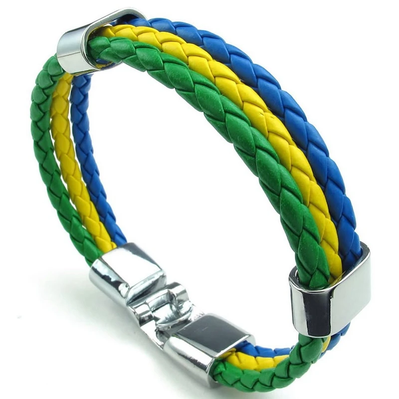 Ювелирные изделия браслет бразильский флаг кожа сплав для мужчин женщин желтый