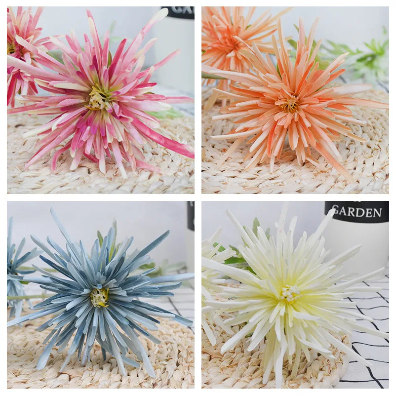 

Simulation Crab Claw Chrysanthemum Home Decoration Wedding Flower Royal Chrysanthemum Artificial Three Headed Crafts