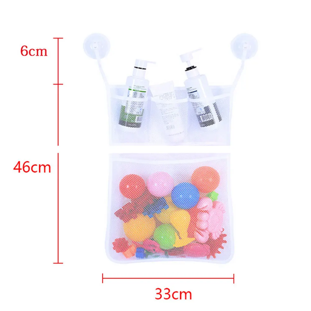 

Hanging Bag Organizer For Bath Mesh Storage Bag Suction Cup Children Toy Organizer Hanging Sundries Holder Bathroom Storage Bag