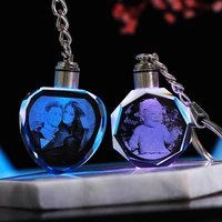 custom k9 crystal key chain personalized photo pendant picture key ring trinket laser engraved led light keychain unique gift