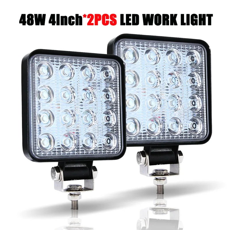 2PC 48W 4inch Square 2 шт. светодиодный брусок для внедорожников 18-240W 4-12 дюймов светодиодный светильник бар светодиодный рабочий Светильник Автомобиля Трактор Лодка 4x4 грузовик внедорожник ATV дальнего света 12V 24V - Цвет: 2PC 48W 4inch Square